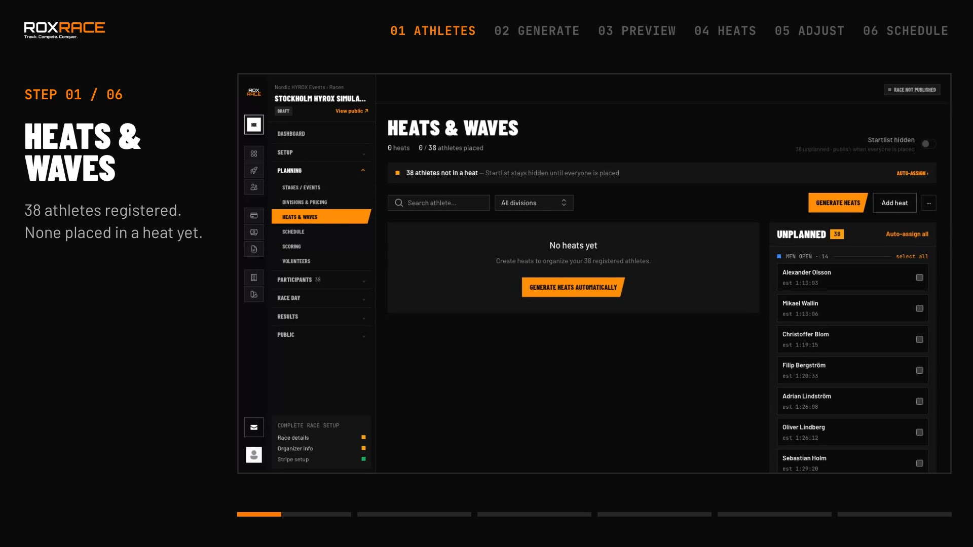 2. Plan heats preview